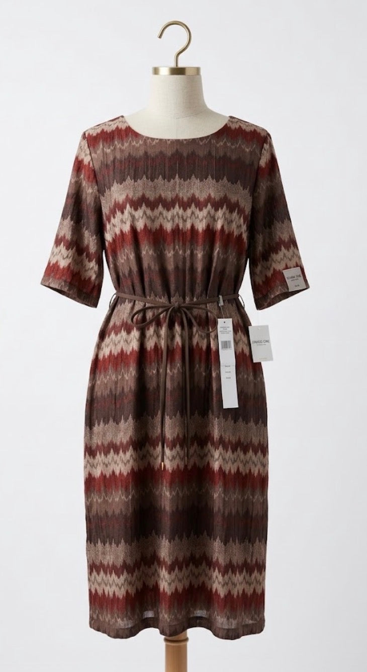 Studio One Chevron Knit Belted Scoop Neck Sheath Knee Dress size 24W
