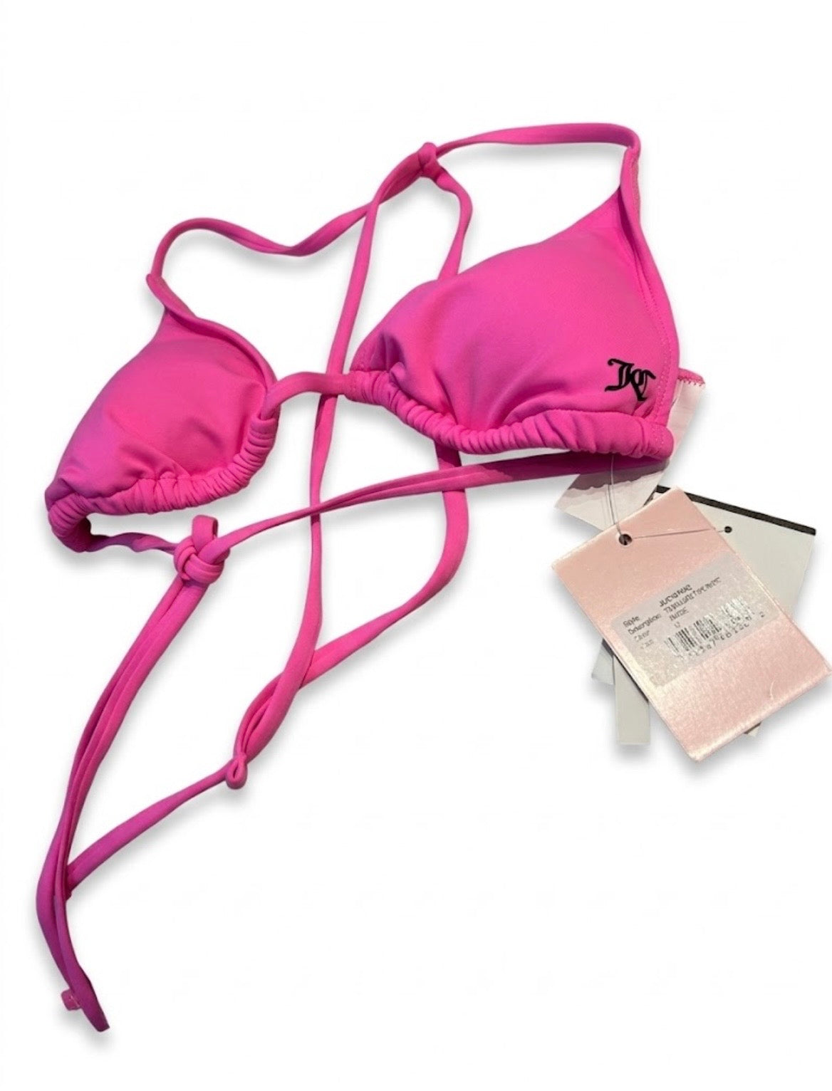 Juicy Couture Women's Pink Solid (TOP ONLY) Halter Triangle String Bikini Size M