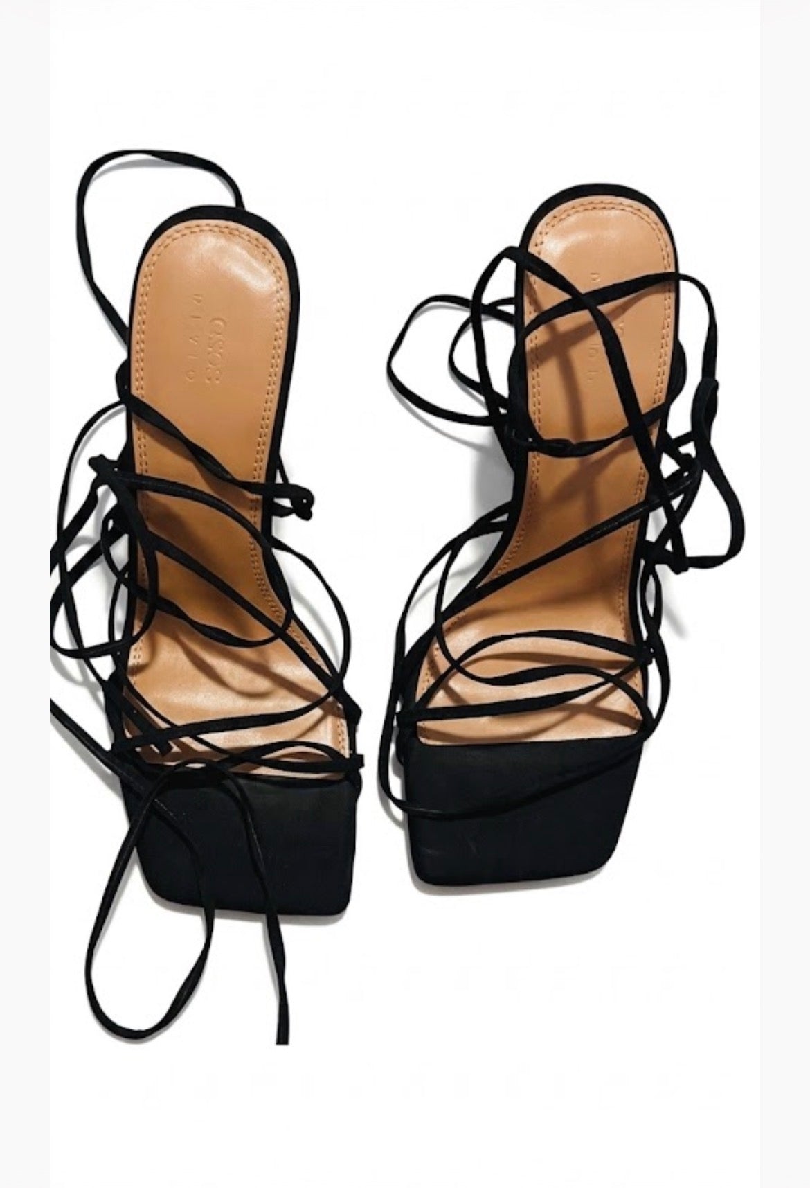 ASOS Black Strappy Tie Gladiator Sandals Open Toe Ankle Strap US 8