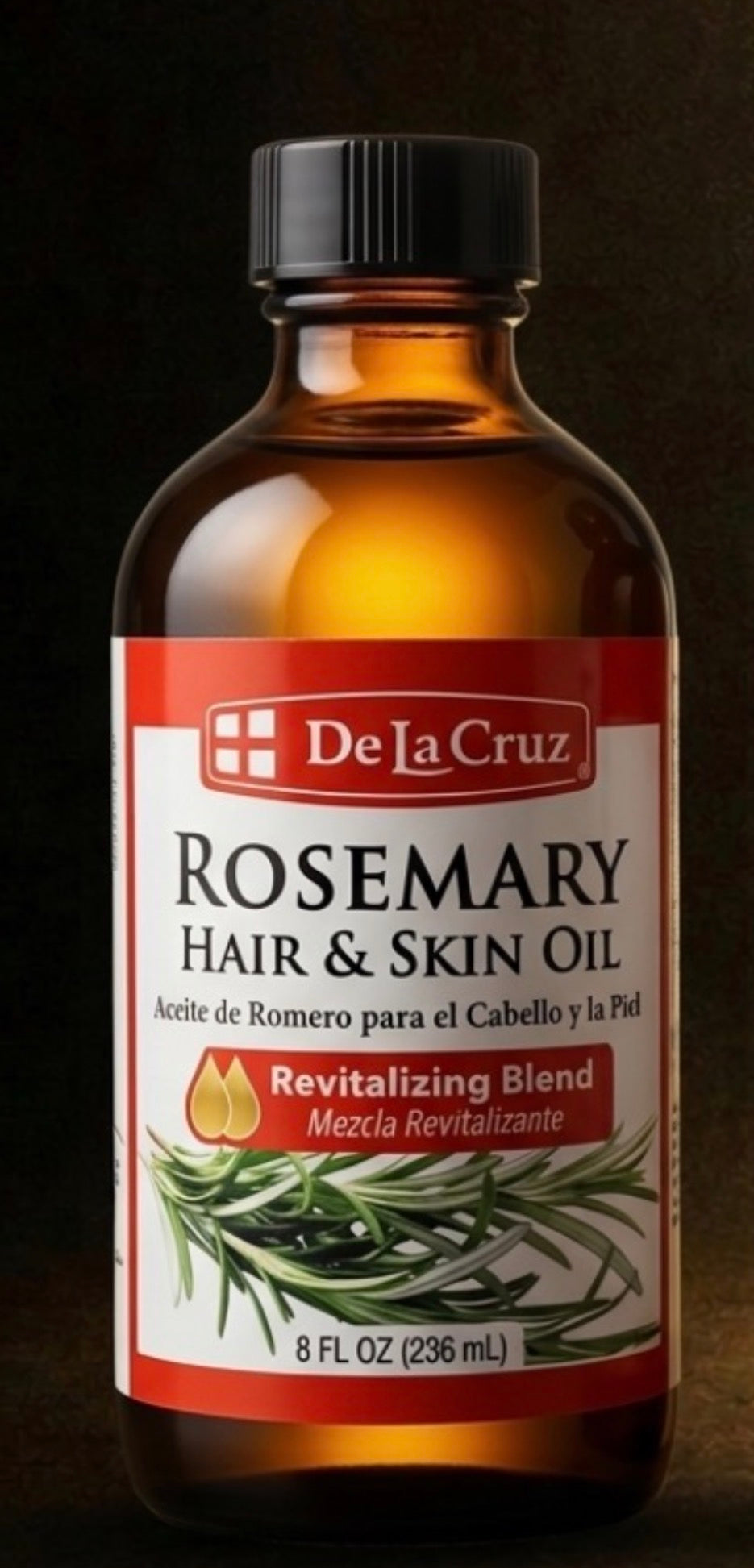 De La Cruz Revitalizing Blend Rosemary Hair & Skin Oil with Rosemary Oil 8 fl oz