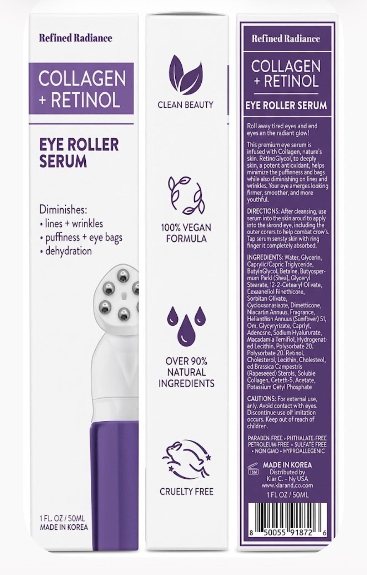 Refined Radiance Collagen + Retinol Eye Roller Serum Hydrating 1 fl oz