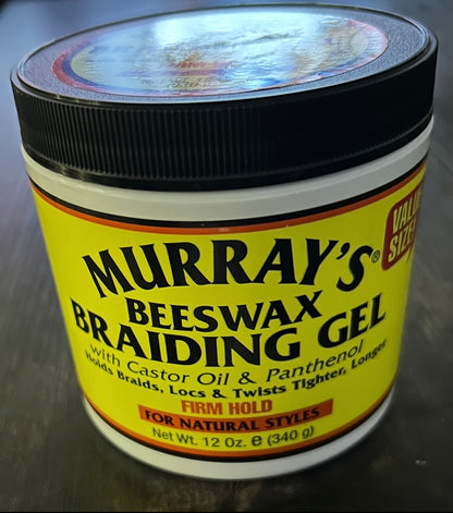 Murray's Beeswax Braiding Gel Castor Oil Panthenol Firm Hold 12 OZ (340g)