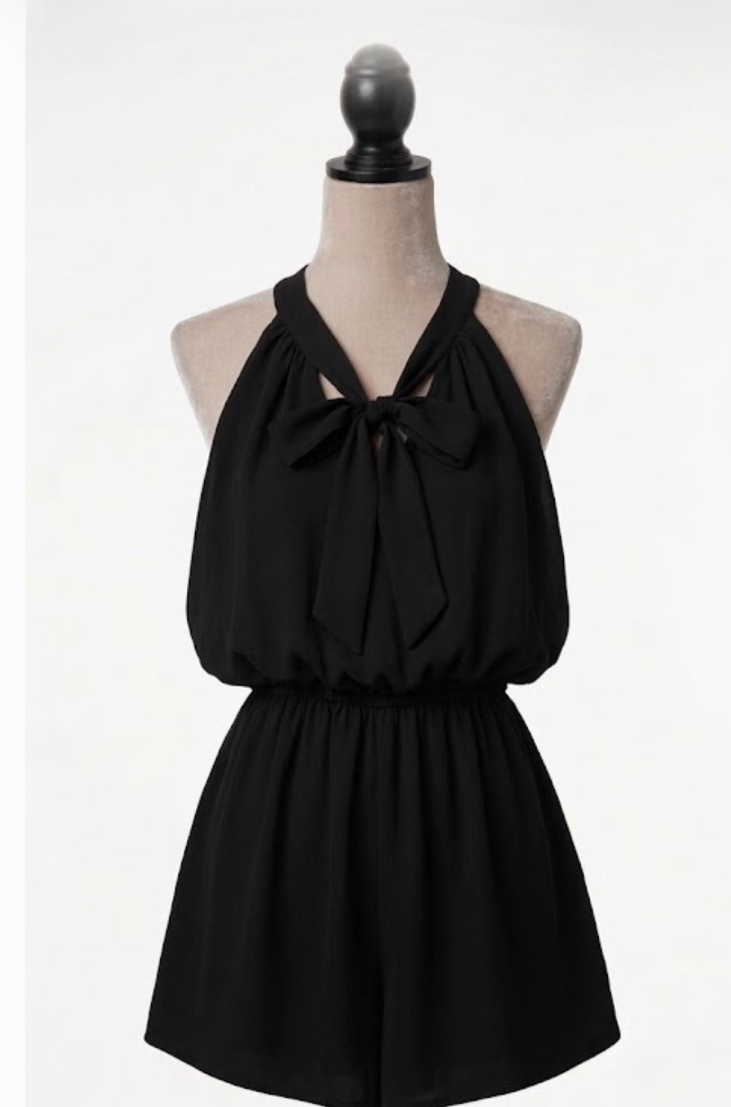 Forever 21 Women’s Black Halter Tie-Neck Chiffon Mini Blouson Elastic Waist Dress XS