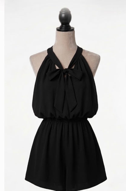 Forever 21 Women’s Black Halter Tie-Neck Chiffon Mini Blouson Elastic Waist Dress XS