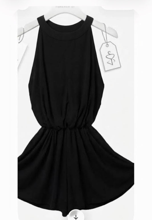 Forever 21 Women’s Black Halter Tie-Neck Chiffon Mini Blouson Elastic Waist Dress XS