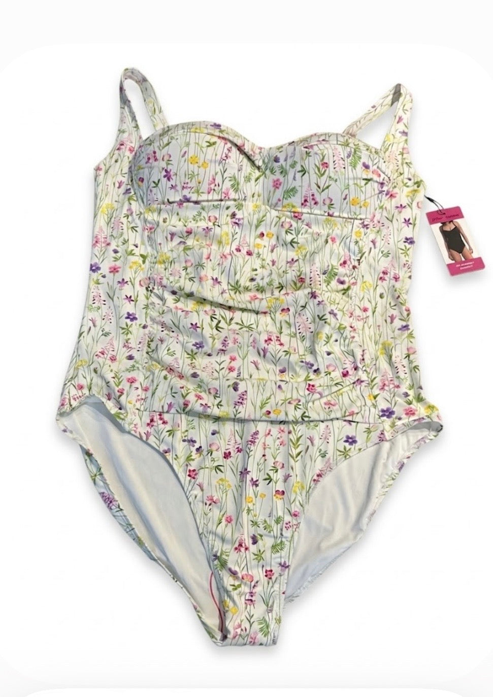 3 X Plus size Betsey Johnson Women’s Floral One-Piece swimsuit Cup Lined Built-In Bra