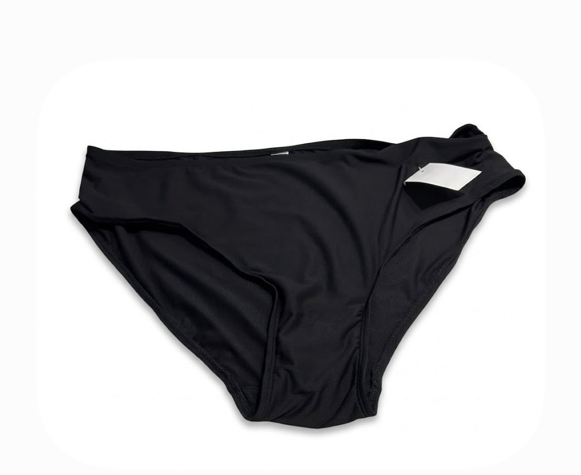 Women's Plus 2X Black Solid High-Waist Swim Bottom Nylon/Spandex 1 Piece  (bottom only)
