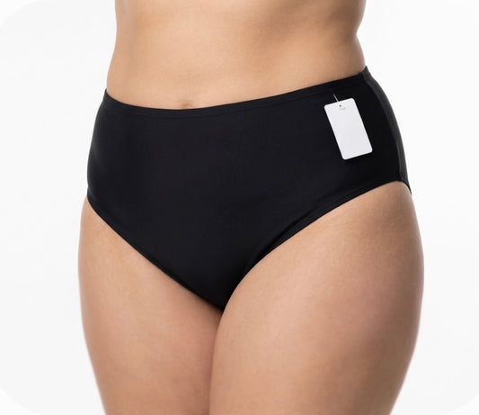 Women's Plus 2X Black Solid High-Waist Swim Bottom Nylon/Spandex 1 Piece  (bottom only)