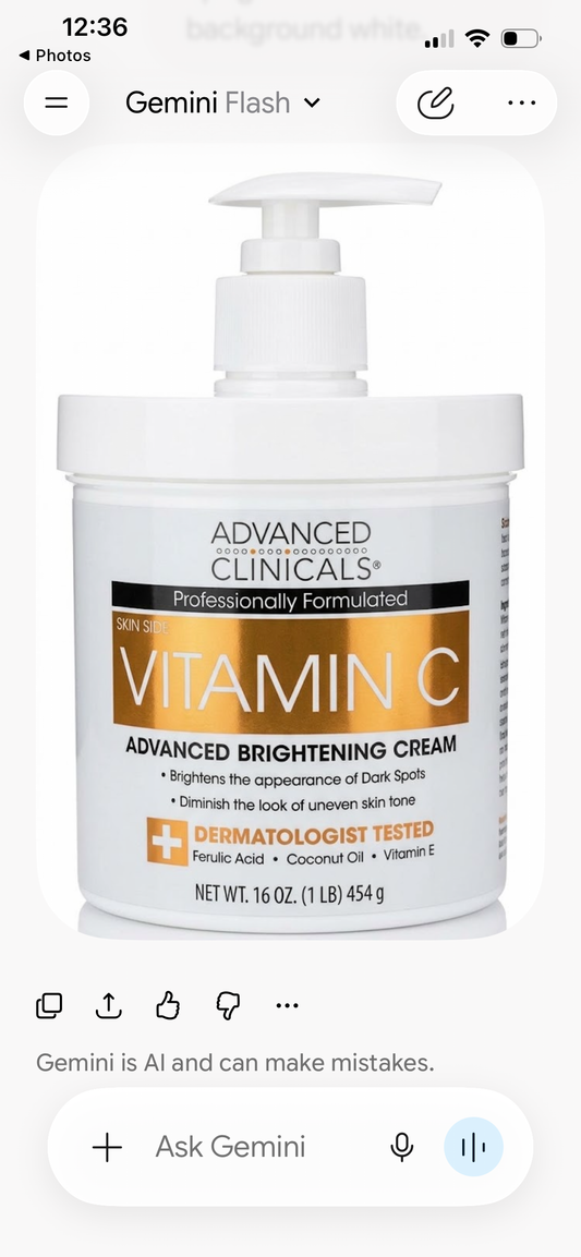 Advanced Clinicals Vitamin C Dark Spot Brightening Face Cream Ferulic Acid 16 oz