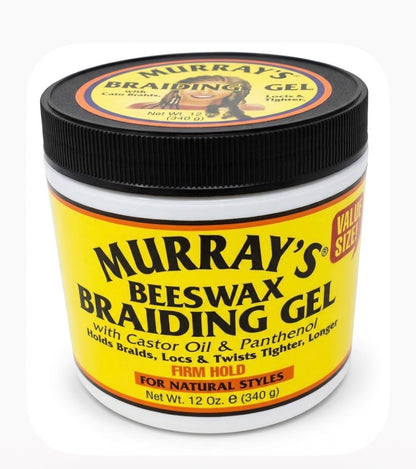 Murray's Beeswax Braiding Gel Castor Oil Panthenol Firm Hold 12 OZ (340g)
