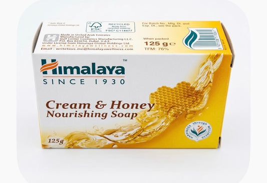 1 bar of Himalaya Cream & Honey Nourishing Soap Vegetable-Based Honey Scent 125g